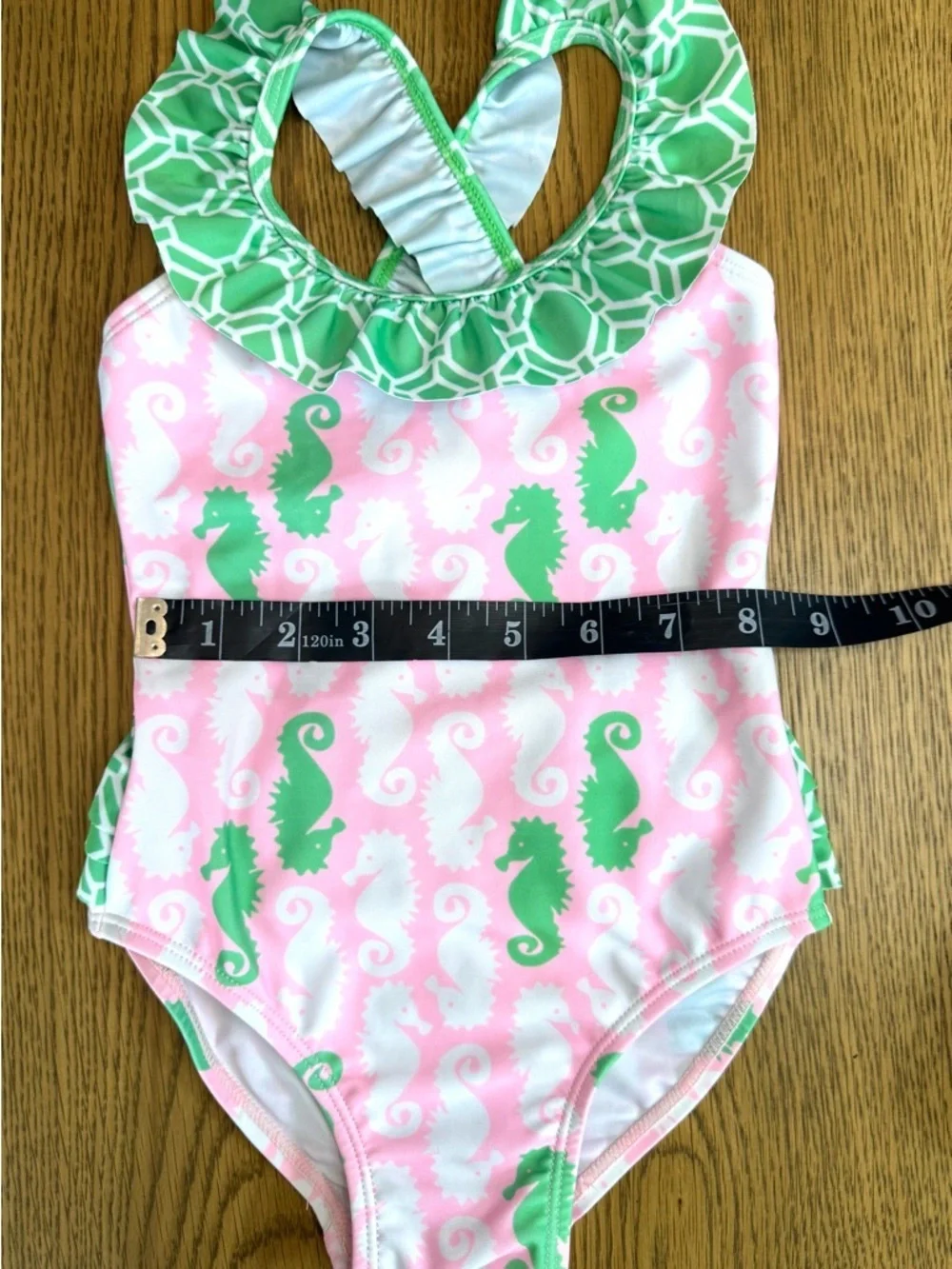 Flap Happy Seahorse One Piece Swimsuit Pink Green Ruffle Sz 2 NWT